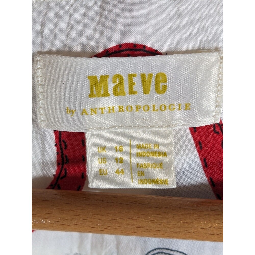 Maeve Anthropologie Marisol Ruffled Blouse Women Size 12 Multicolor Winter Print - Picture 5 of 9